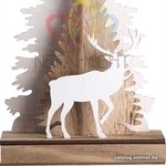 Деревянная фигурка с подсветкой Елочка с оленем 18-7-29 см