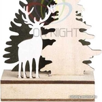 Деревянная фигурка с подсветкой Елочка с оленем 12-6-21, 5 см