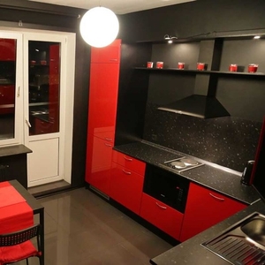 Кухня угловая красное с черным