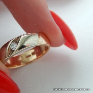 Кольцо с бриллиантом р-р 16