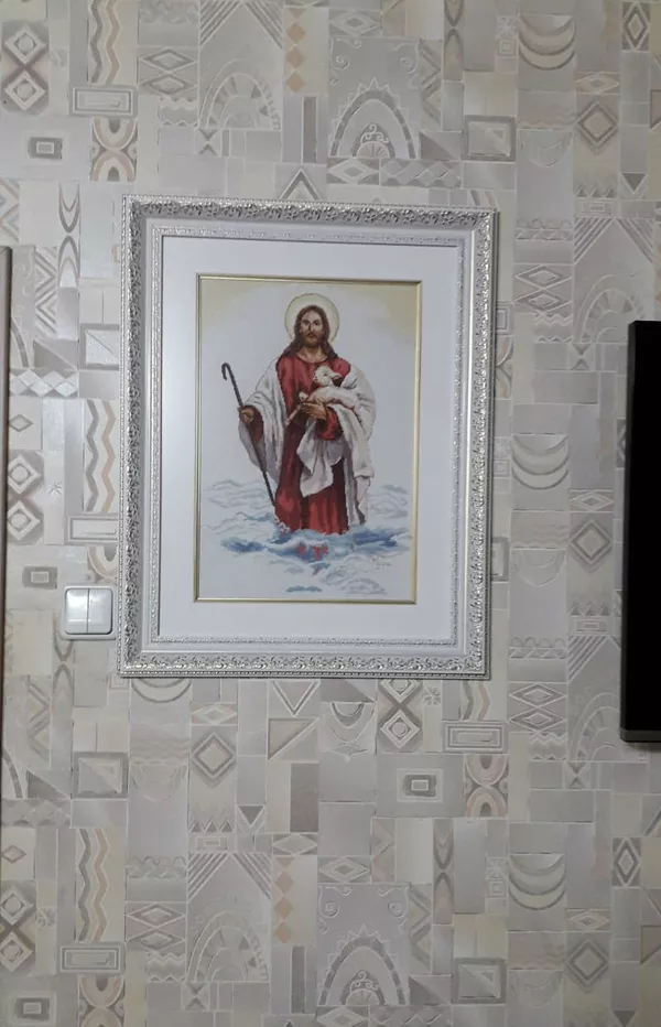 Картина «Христос»,  ручная работа,  вышивка.  2