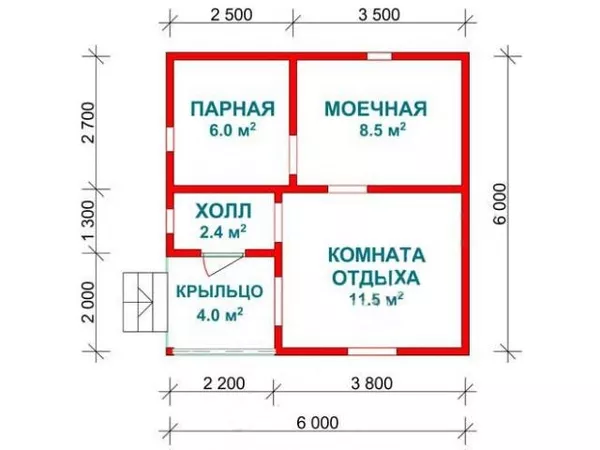 Сруб Бани милана из бруса недорого 6х6 м. 2