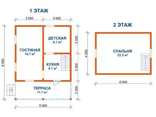 Сруб Дома из бруса 6х8 м Оскар с установкой. 2