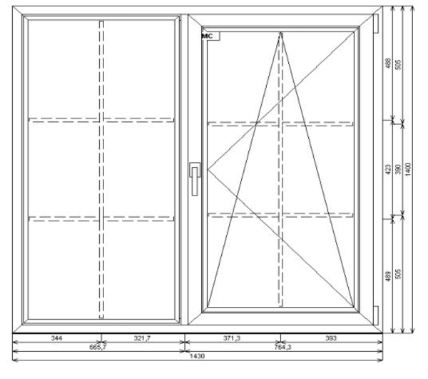 Новое окно ПВХ 1430*1400
