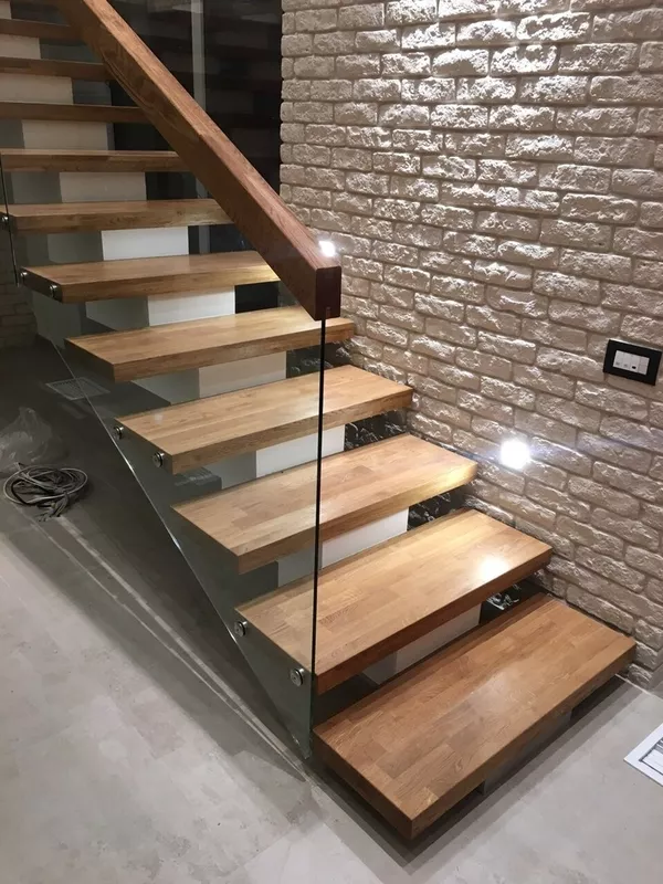 Лестница облицовка дубом бетонных ступеней 3