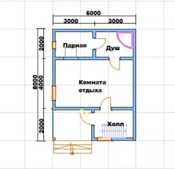 Дом-Баня сруб Добрый из бруса 6х8 с установкой по РБ 4