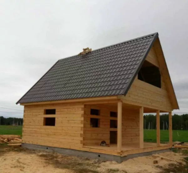 Садовый Дом из бруса Феникс 6х6, с террасой 12 м2 с установкой