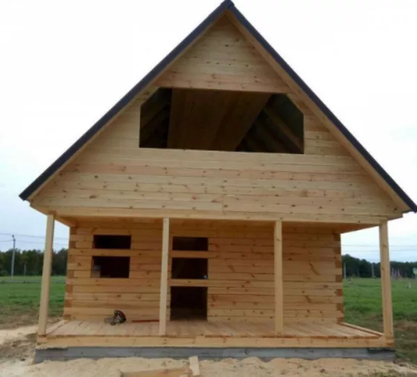 Садовый Дом из бруса Феникс 6х6, с террасой 12 м2 с установкой 2