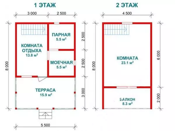 Сруб Бани 5, 5х8 Валерия недорого 3