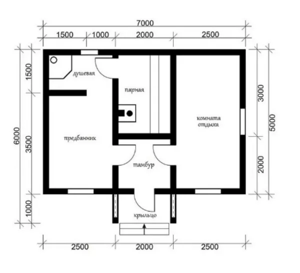 Баня 6х7 Катя из профилированного бруса 3