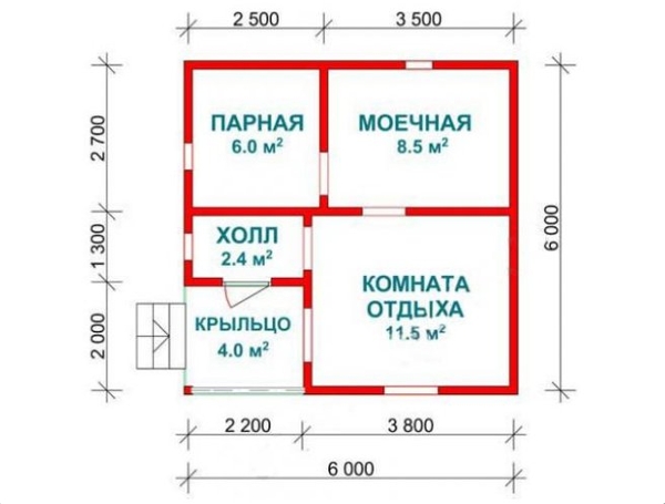 Сруб Бани 6х6м из профилированного бруса Милана 4