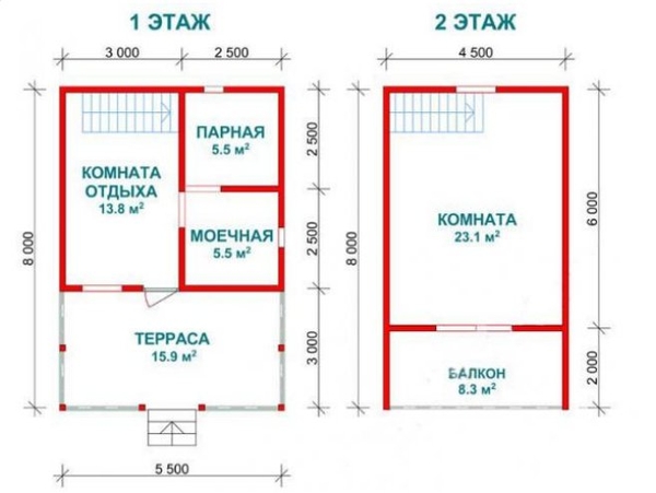 Сруб Бани 5, 5х8м Валерия из бруса недорого 4