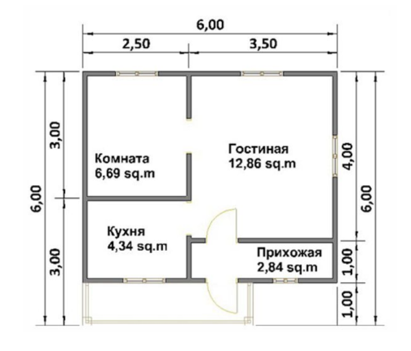 Дом сруб 6х6 Макс из профилированного бруса 3