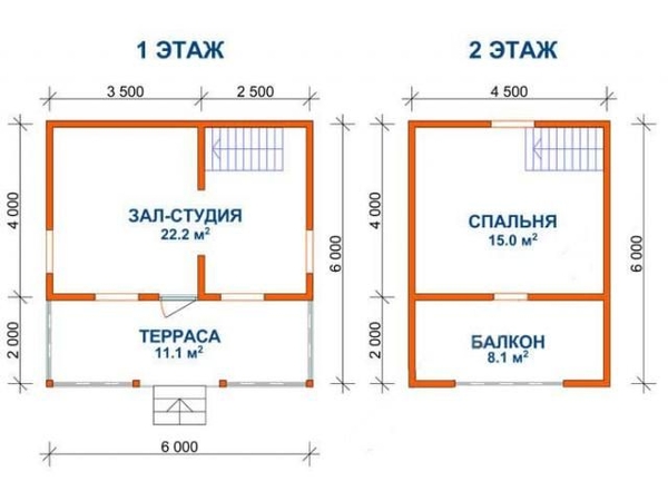 Дом из профилированного бруса проект Савелий 6х6м 2