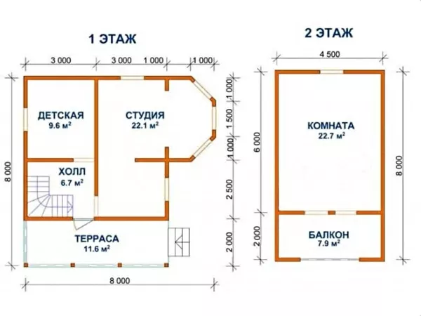 Садовый Дом из бруса Егор 6х8 2