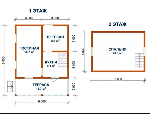 Садовый Дом из бруса Оскар 6х8м 3