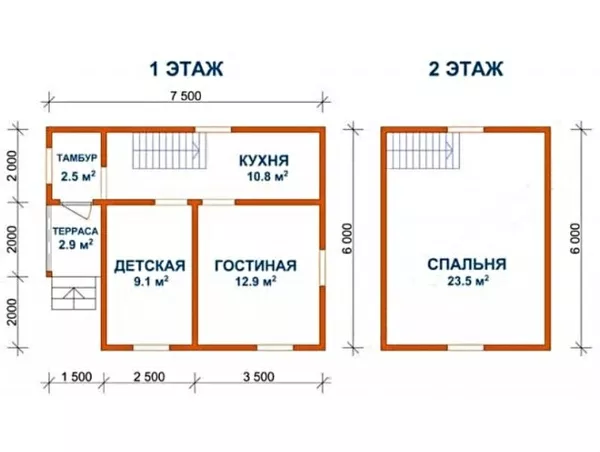 Садовый Дом из бруса Герман 7.5х6 3