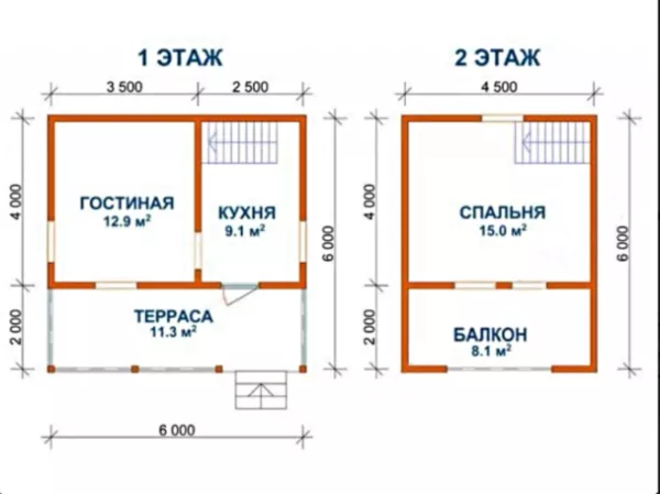 Садовый Дом из бруса Арсений 6х6 2