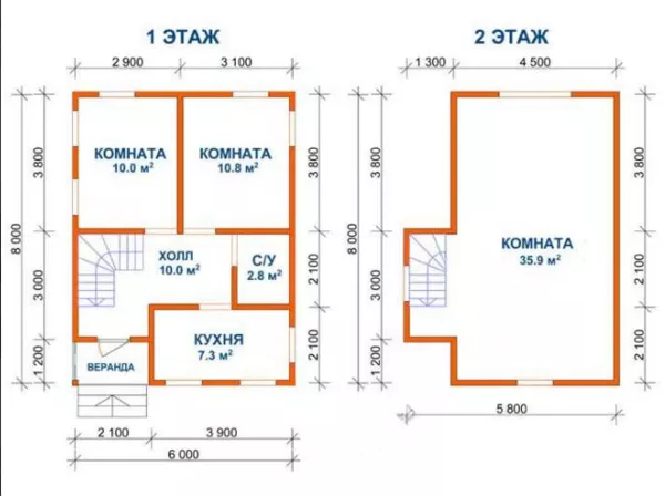 Садовый Дом из бруса сруб Уют 6х8 4