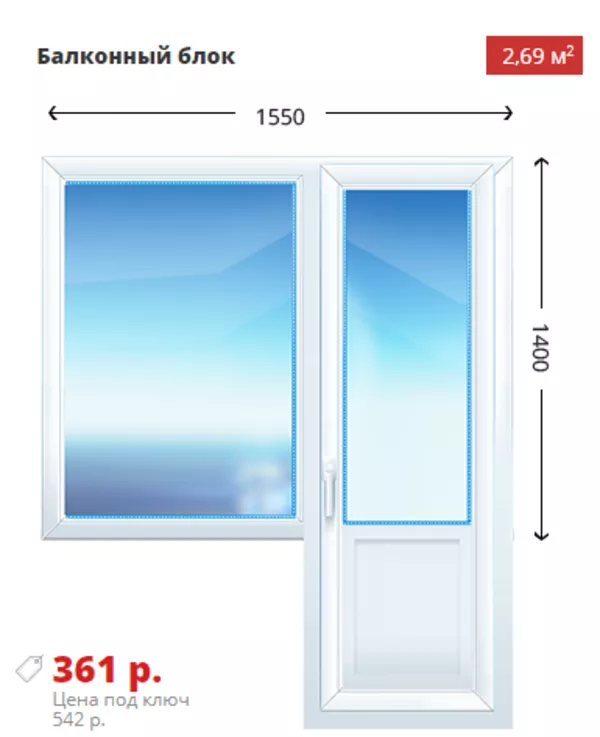 Трехстворчатое окно 1750х1400 KBE Эксперт 76 2