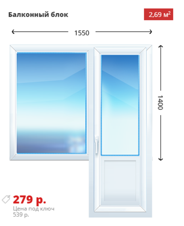 Балконный блок 1550х1400 KBE Эксперт 70