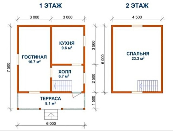 Построим двухэтажный дачный Домик по проекту из бруса 6х8 5