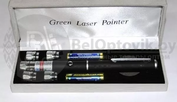 Лазерная указка с 5 насадками Green Laser Pointer 2