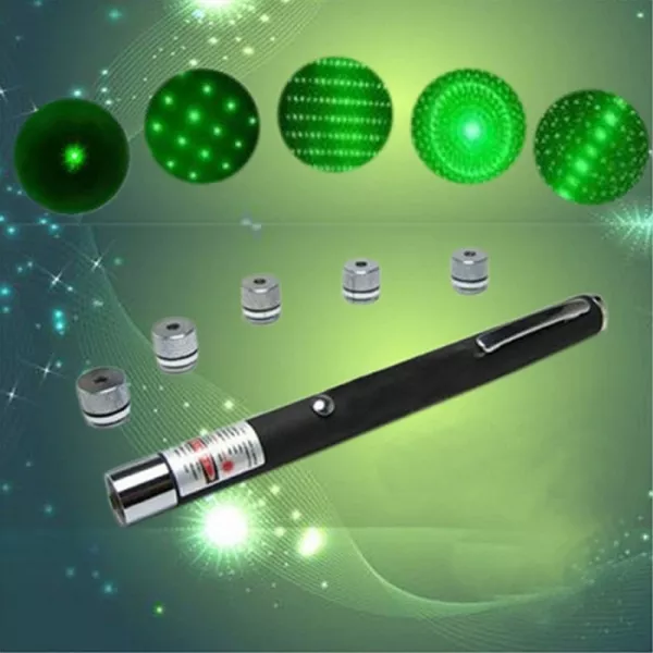 Лазерная указка с 5 насадками Green Laser Pointer 3