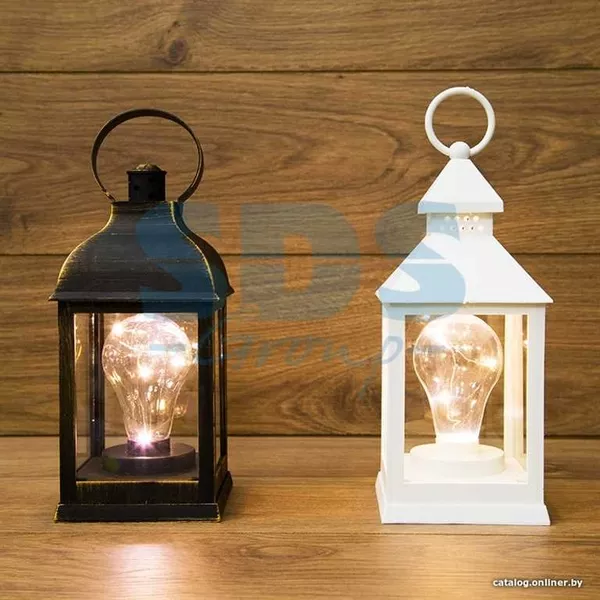Декоративный фонарь с лампочкой,  бронзовый корпус,  размер 10.5х10.5х22 2