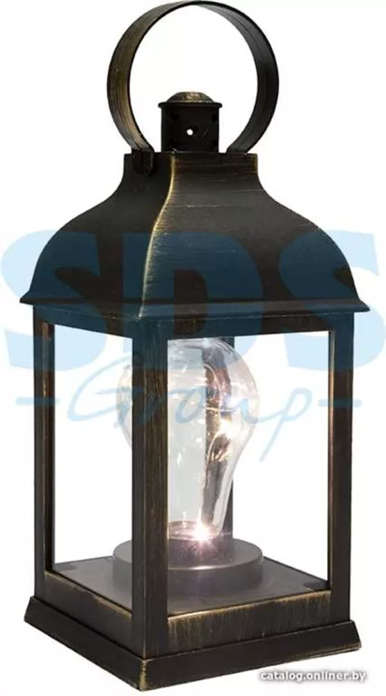 Декоративный фонарь с лампочкой,  бронзовый корпус,  размер 10.5х10.5х22 5