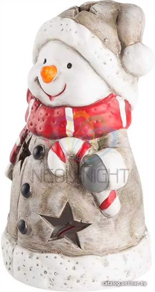 Керамическая фигурка Снеговичок в шарфе 7, 5-6, 5-12 см 3