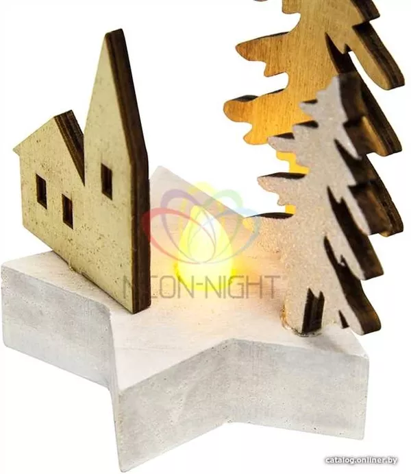 Деревянная фигурка с подсветкой Домик в лесу 9-8-10 см 2