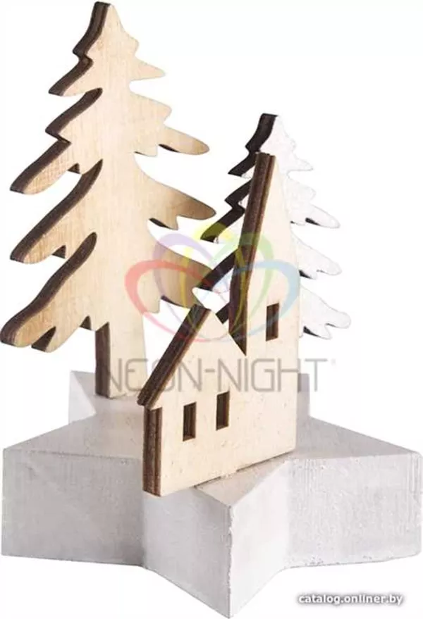 Деревянная фигурка с подсветкой Домик в лесу 9-8-10 см 3