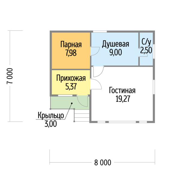 Баня из бруса 8х7 м проект Санта возможно под ключ 2