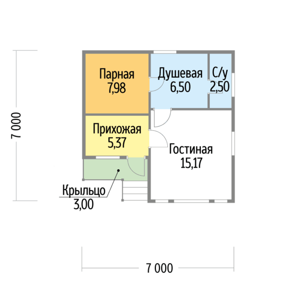 Баня из бруса 7х7 м проект Нексус возможно под ключ 2