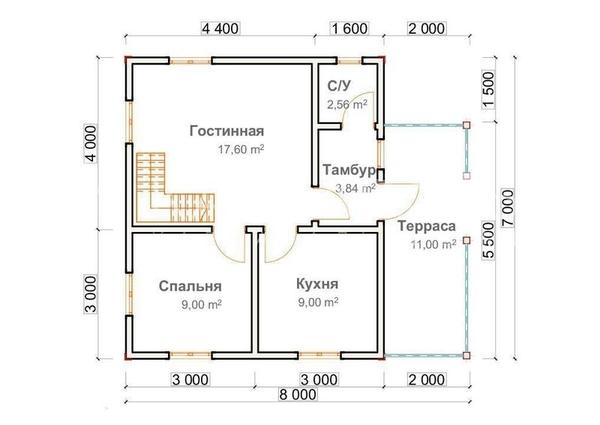 Каркасный Дом 7х6 м по проекту Милтон под ключ 3