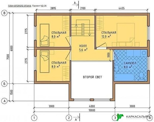 Каркасный Дом под ключ 10х7.5 м проект Гатино 6