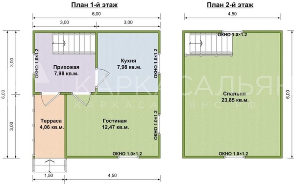 Дом 6х6 м из бруса по проекту Фанди 2