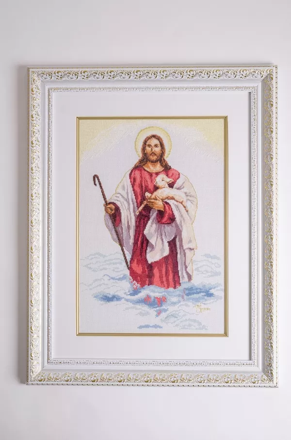 Картина «Христос»,  ручная работа,  вышивка. 