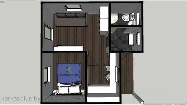 Каркасный дачный дом 6х6 3